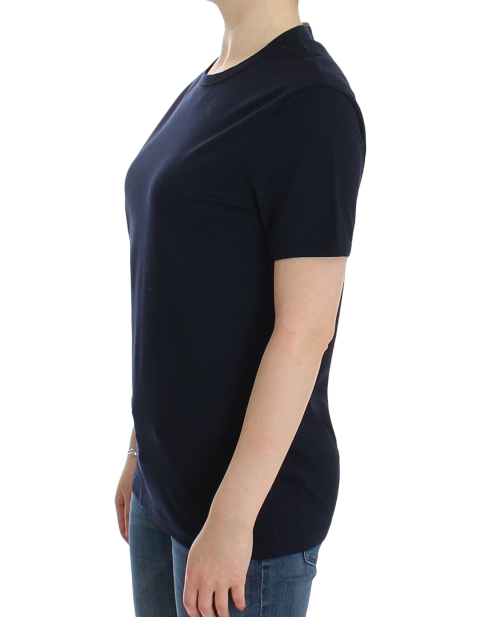 Ermanno Scervino Crewneck Cotton Logo T-Shirt — Navy, view 2