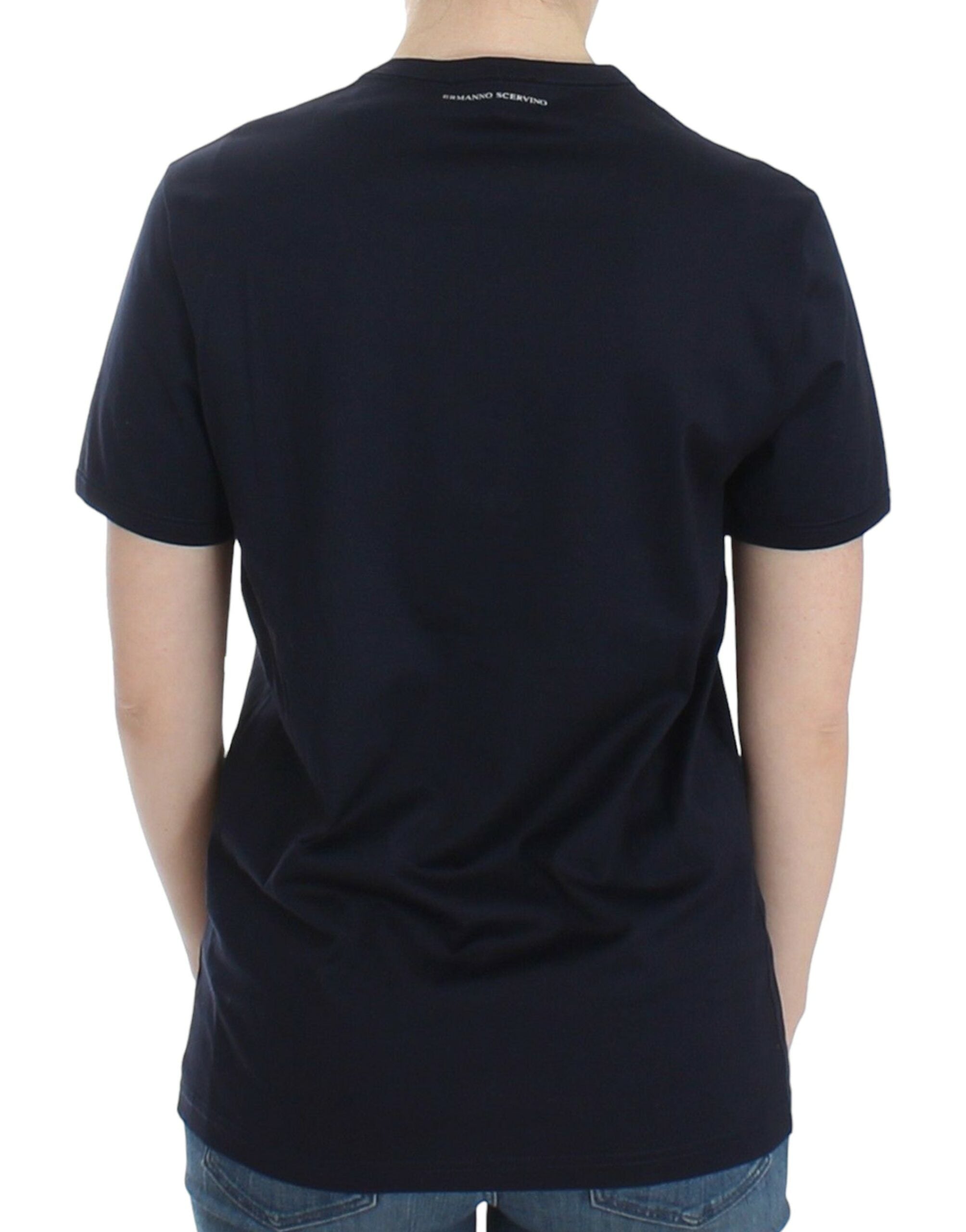 Ermanno Scervino Crewneck Cotton Logo T-Shirt — Navy, view 3