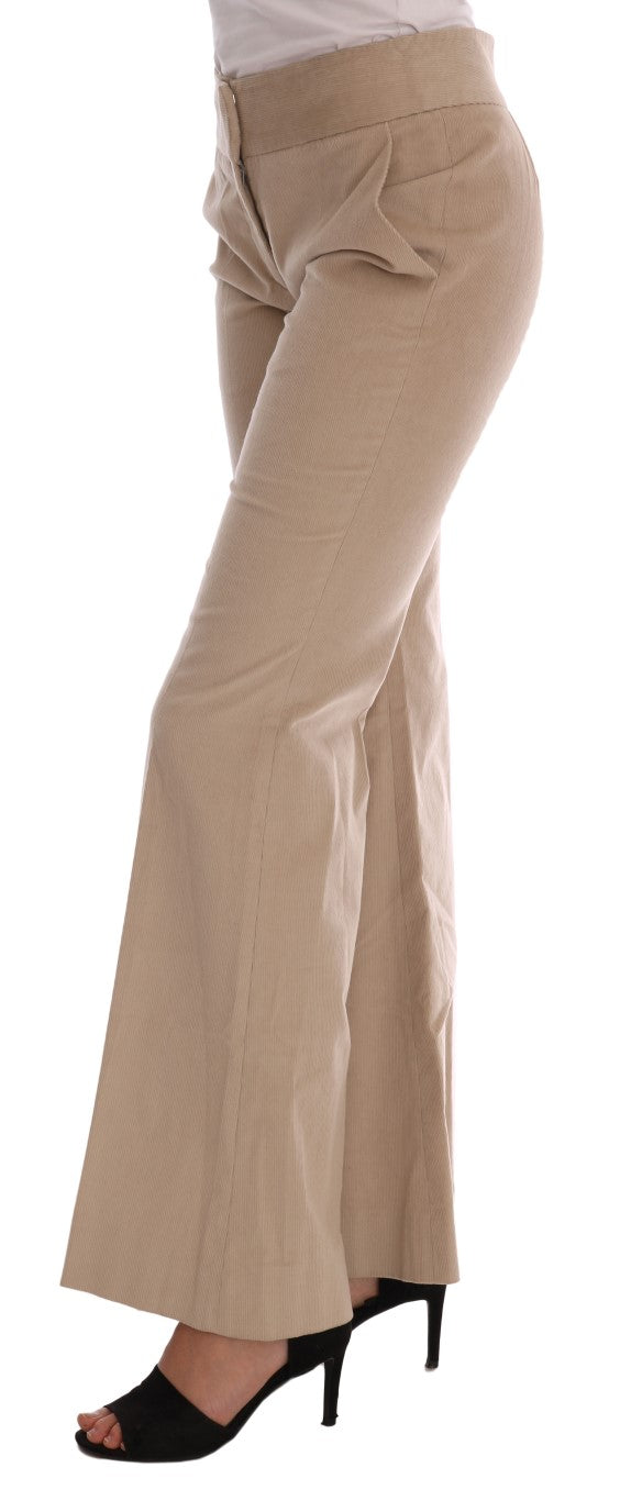 Ermanno Scervino Cotton-Cashmere Bootcut Trousers — Beige, view 2