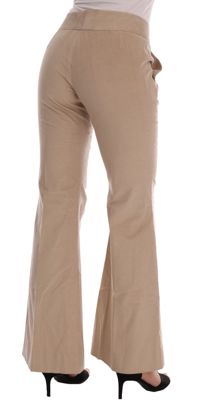 Ermanno Scervino Cotton-Cashmere Bootcut Trousers — Beige, view 3