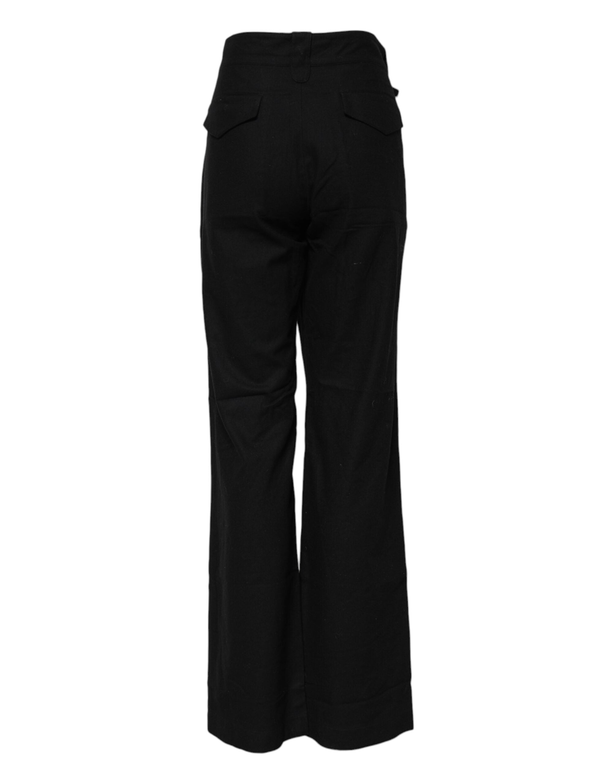 Ermanno Scervino Virgin Wool High Waist Trousers — Black, view 3