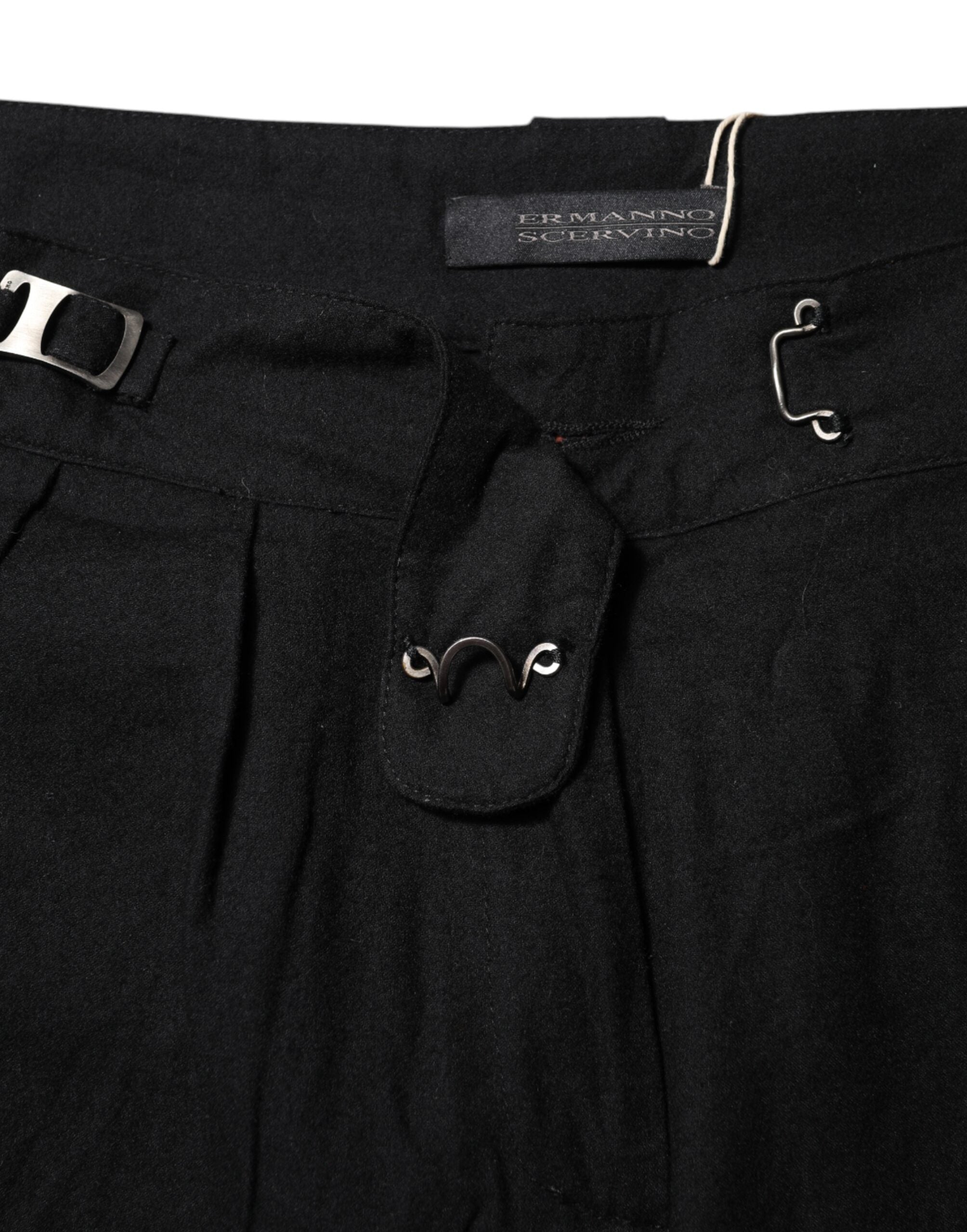 Ermanno Scervino Virgin Wool High Waist Trousers — Black, view 4