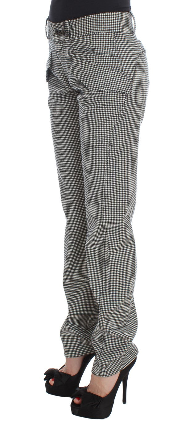 Ermanno Scervino Checkered Cotton Blend Trousers — Black, view 2