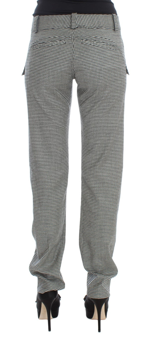 Ermanno Scervino Checkered Cotton Blend Trousers — Black, view 3