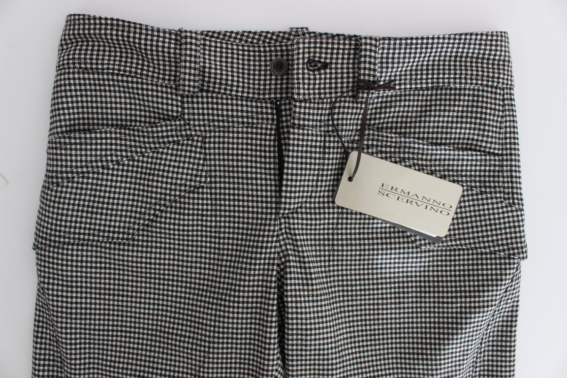 Ermanno Scervino Checkered Cotton Blend Trousers — Black, view 5