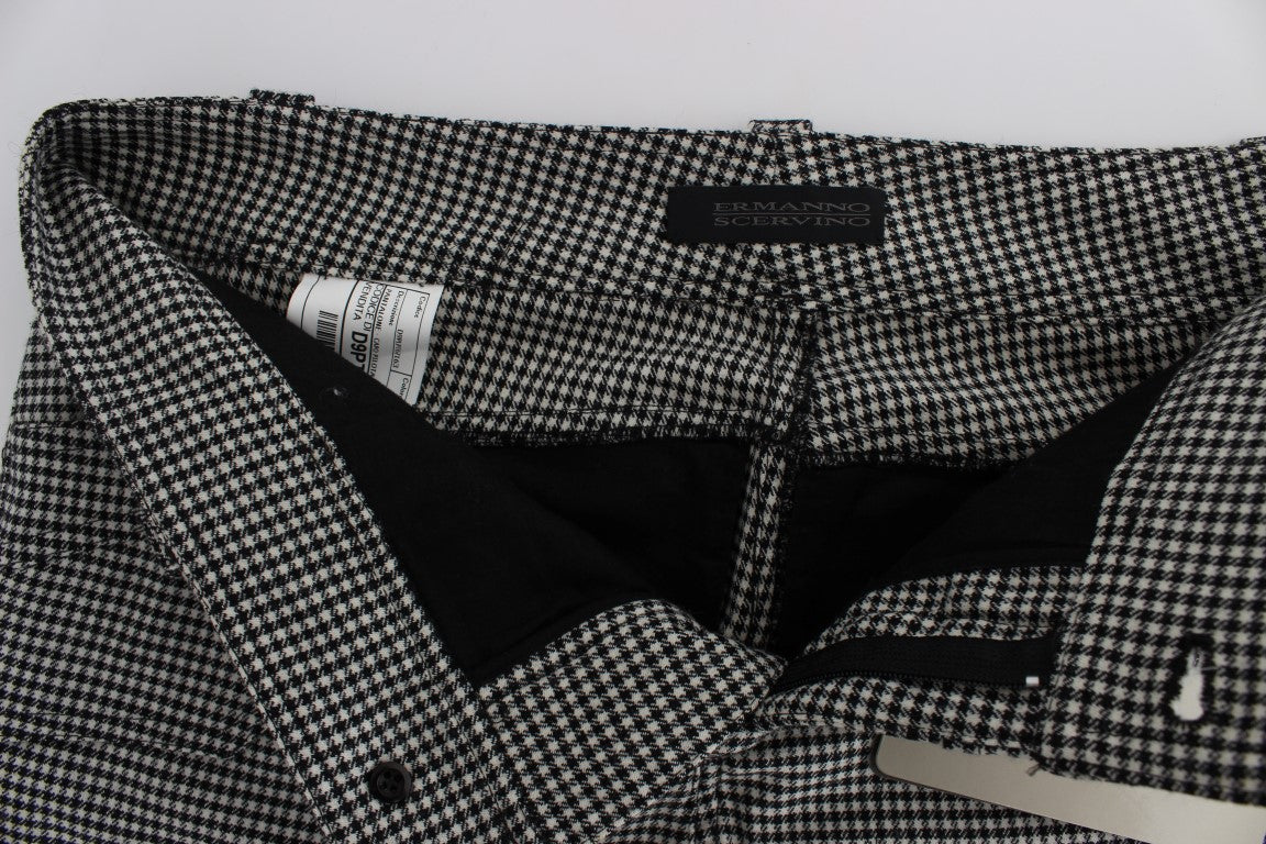 Ermanno Scervino Checkered Cotton Blend Trousers — Black, view 6