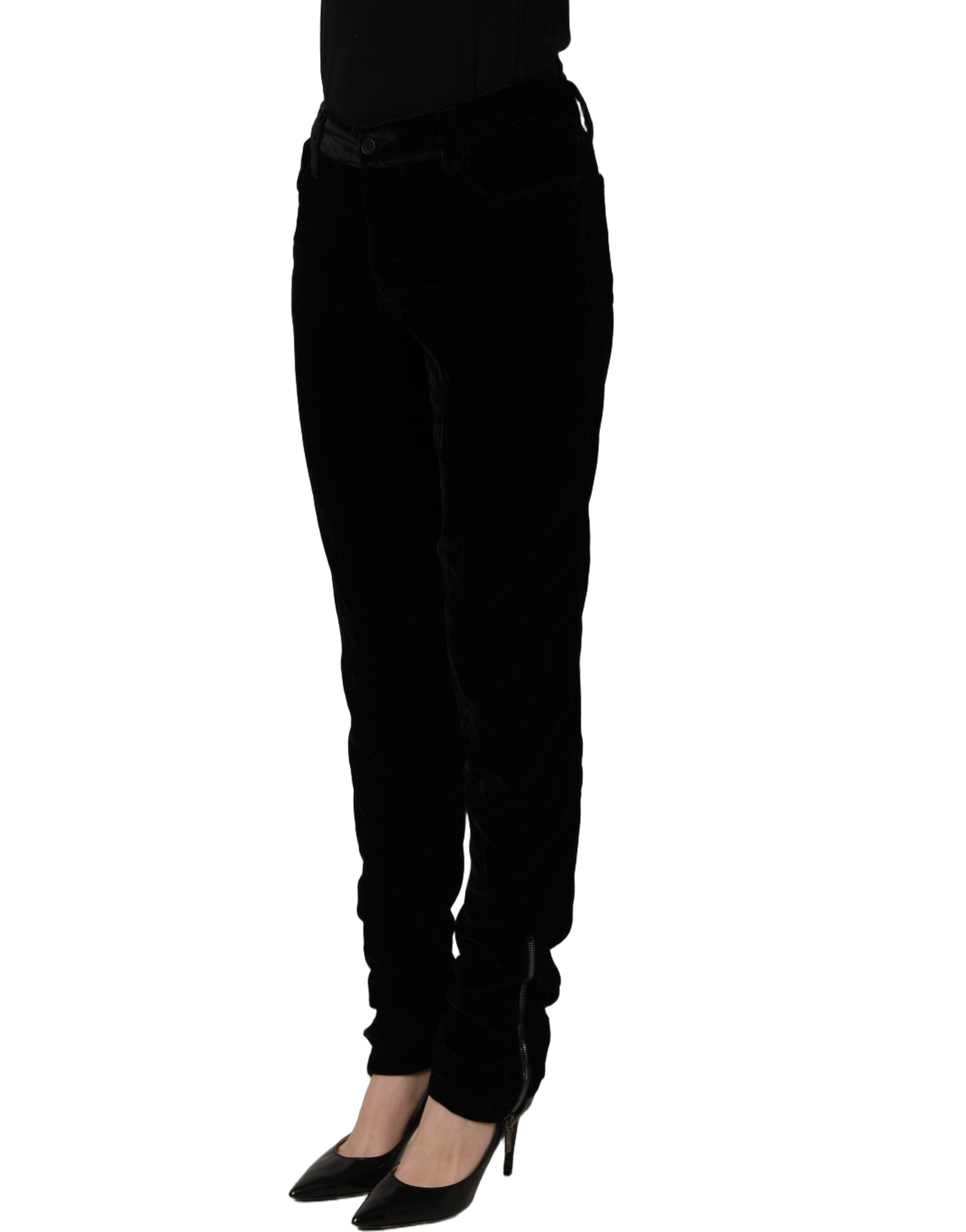 Ermanno Scervino Viscose-Blend Velvet Trousers — Black, view 4