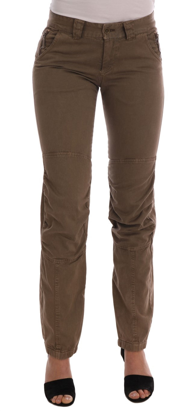 Ermanno Scervino Cotton Casual Slim Fit Trousers — Brown by Ermanno Scervino