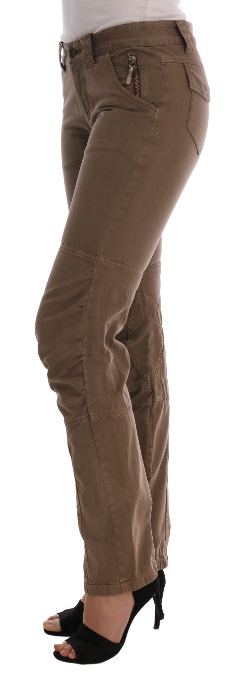 Ermanno Scervino Cotton Casual Slim Fit Trousers — Brown, view 2