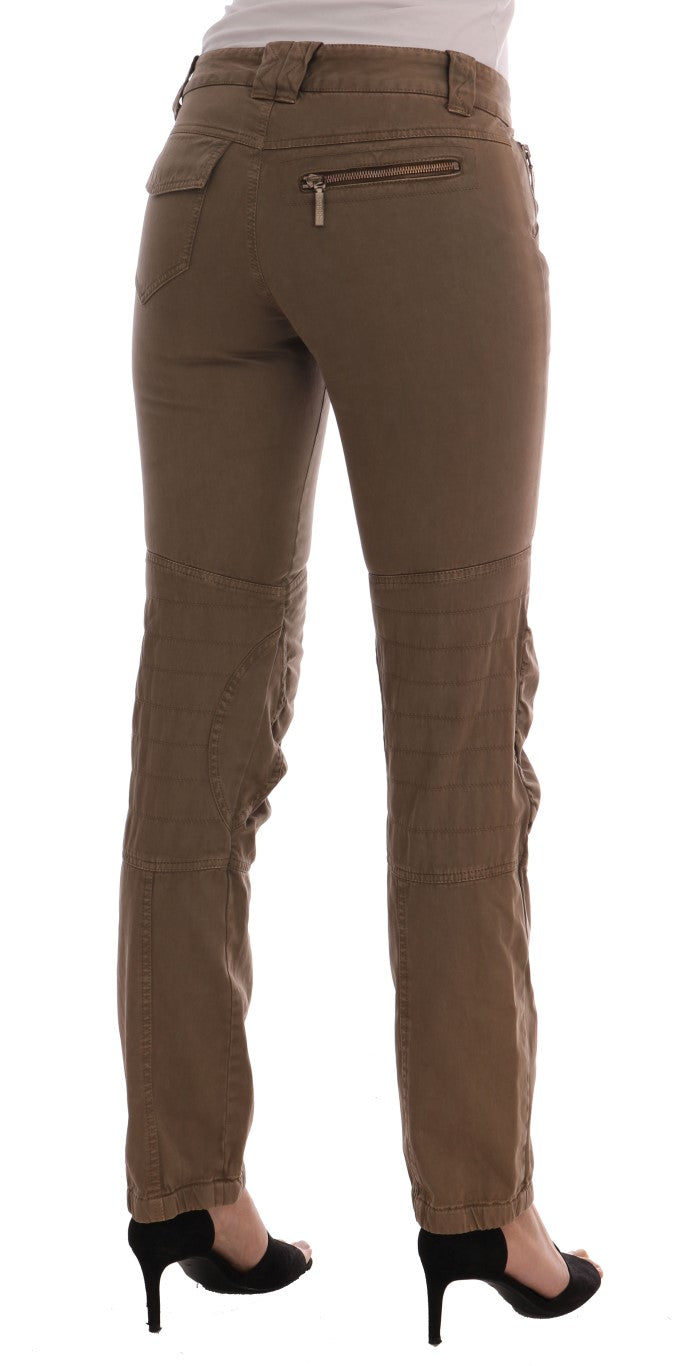 Ermanno Scervino Cotton Casual Slim Fit Trousers — Brown, view 3