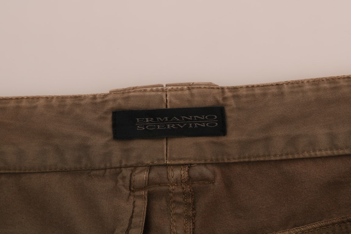 Ermanno Scervino Cotton Casual Slim Fit Trousers — Brown, view 5