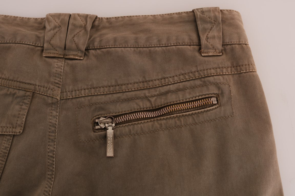 Ermanno Scervino Cotton Casual Slim Fit Trousers — Brown, view 7