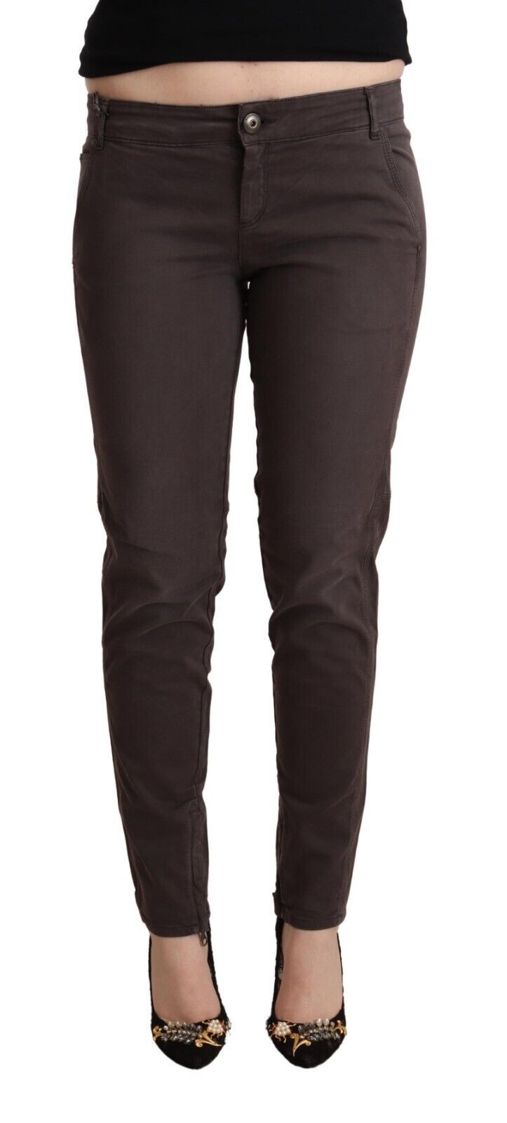 Ermanno Scervino Low-Waist Slim-Fit Cotton Trousers — Brown by Ermanno Scervino