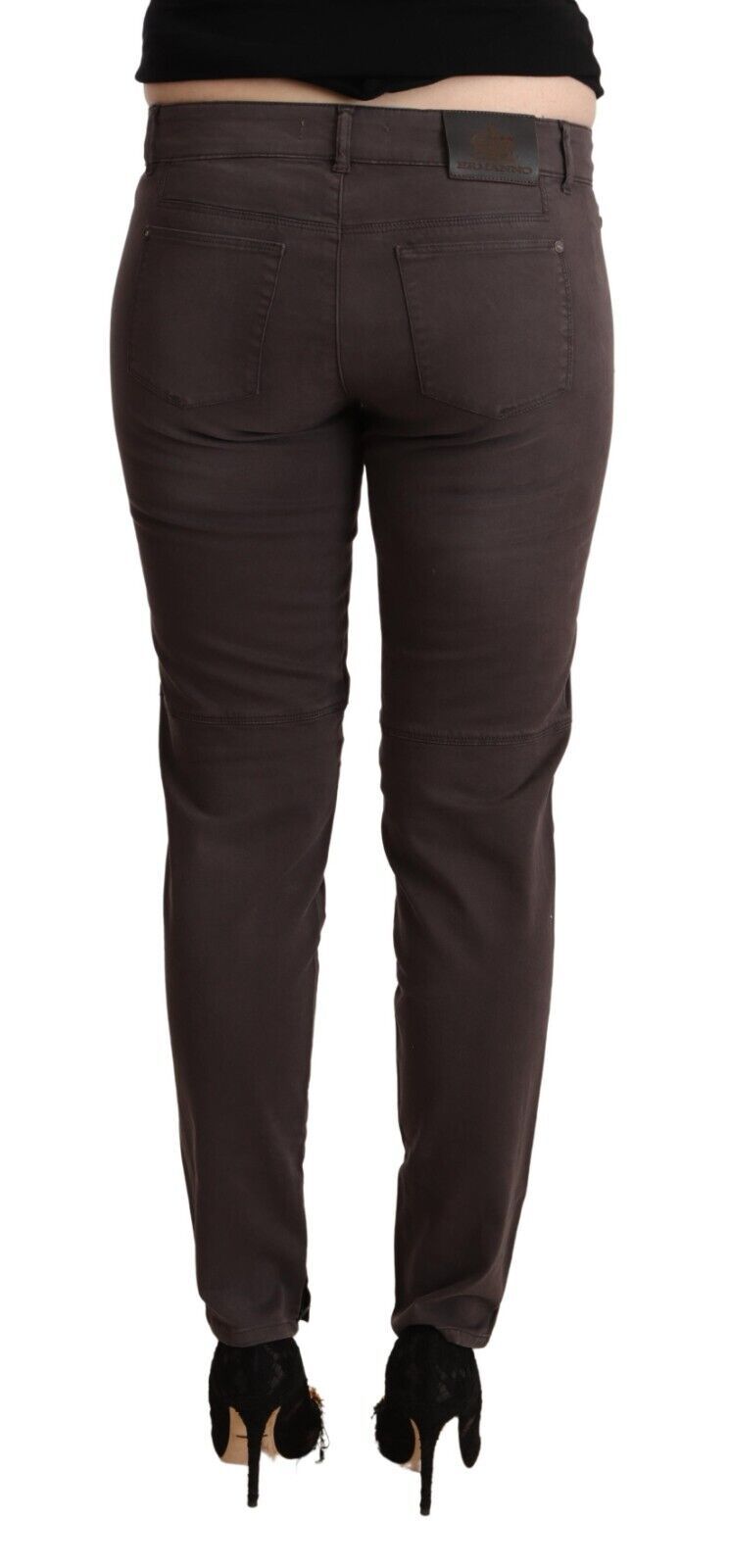 Ermanno Scervino Low-Waist Slim-Fit Cotton Trousers — Brown, view 3