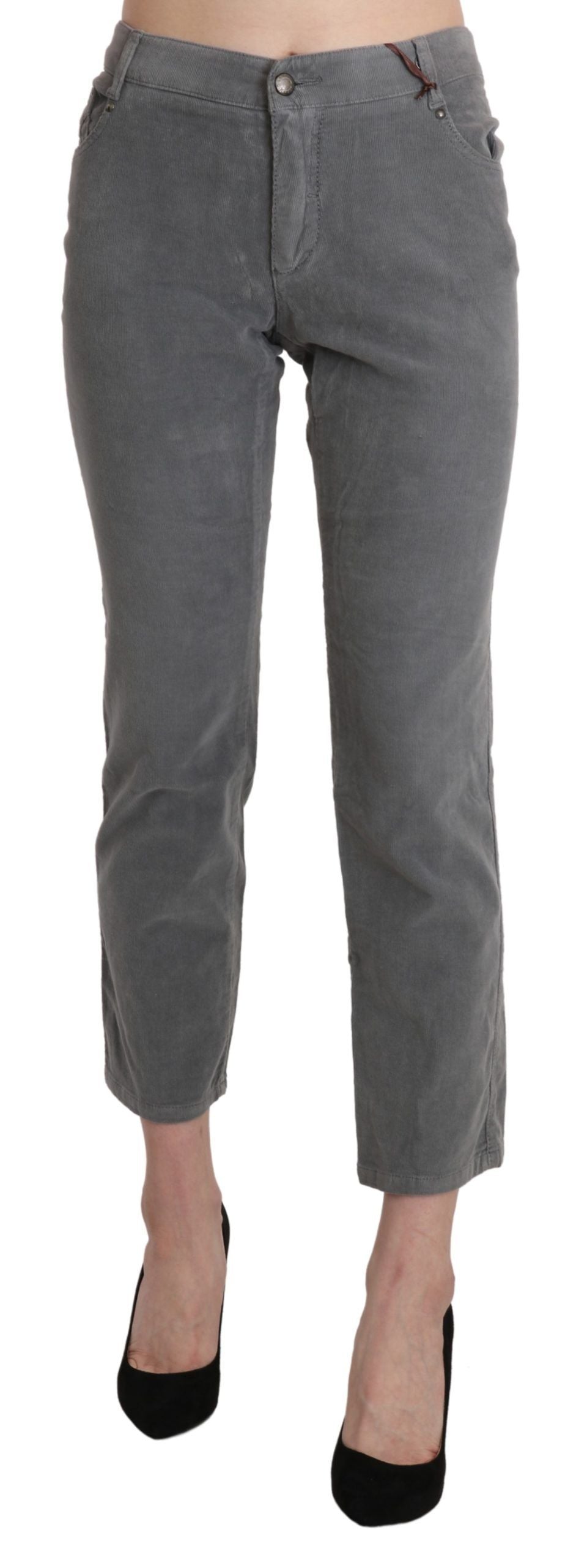 Ermanno Scervino Cotton Stretch Cropped Trousers — Gray, view 3