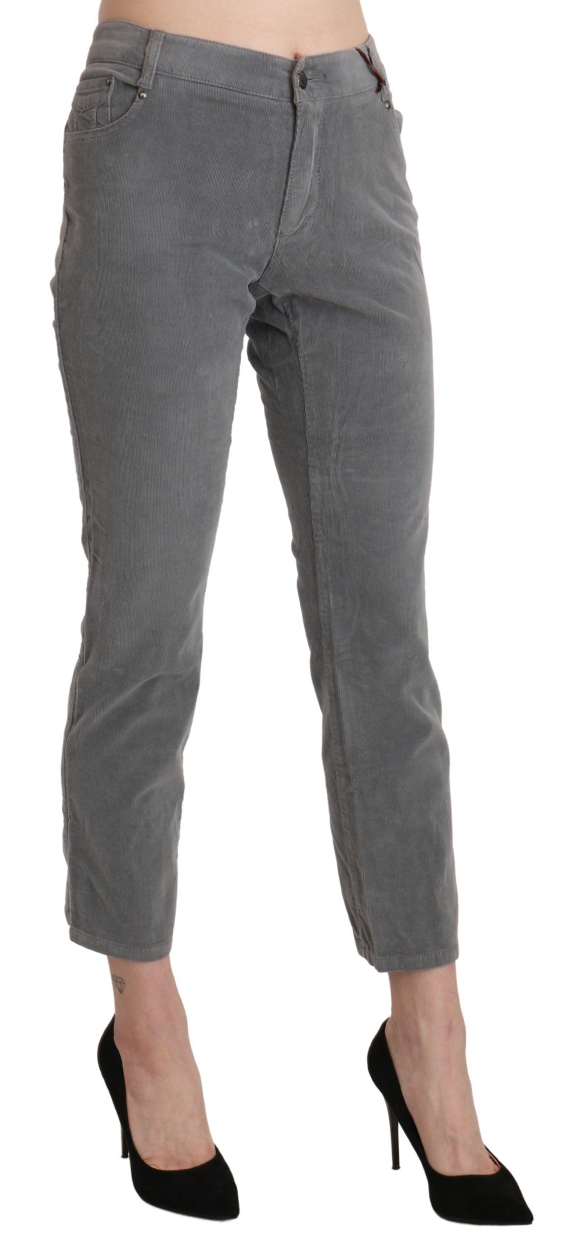 Ermanno Scervino Cotton Stretch Cropped Trousers — Gray, view 4