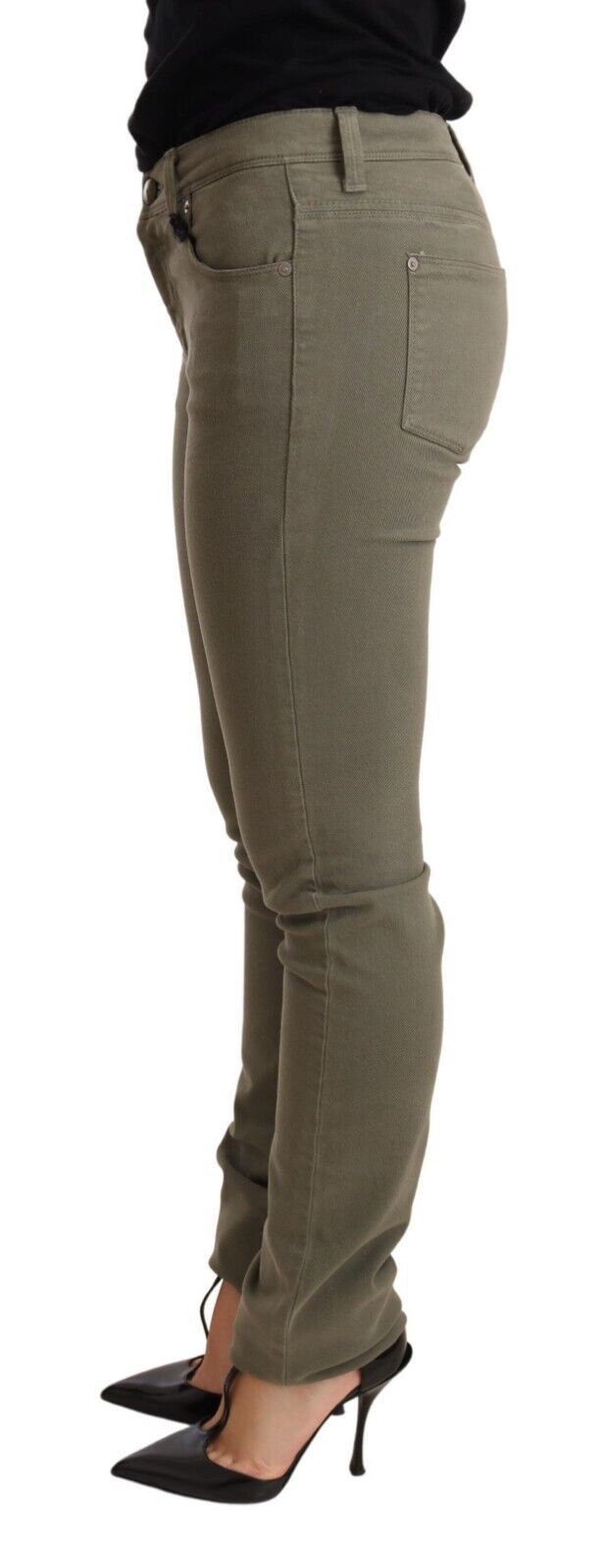 Ermanno Scervino Low-Waist Skinny Cotton Trousers — Green by Ermanno Scervino