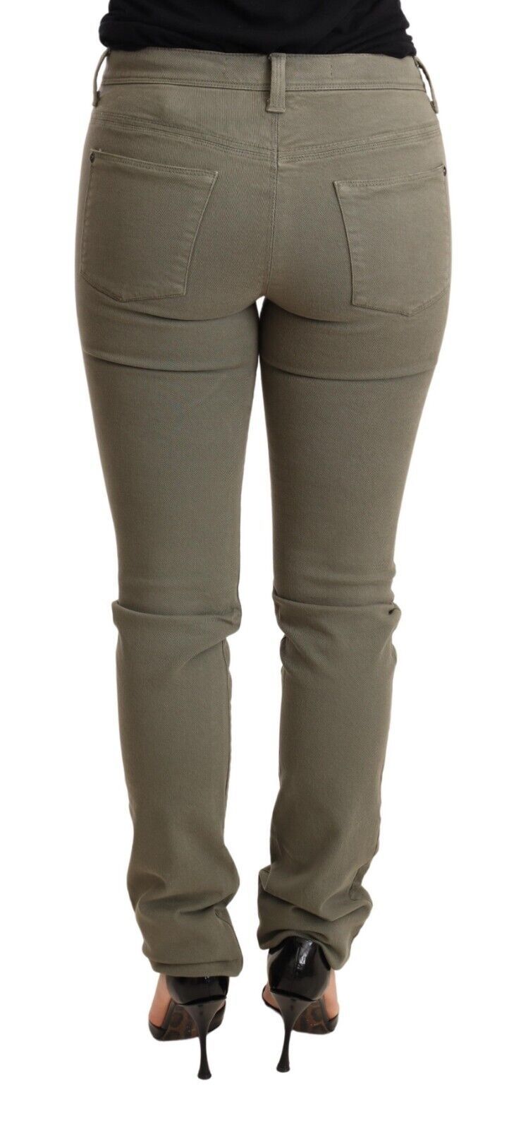Ermanno Scervino Low-Waist Skinny Cotton Trousers — Green, view 2