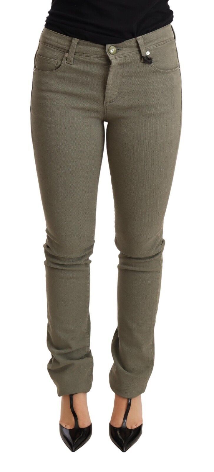 Ermanno Scervino Low-Waist Skinny Cotton Trousers — Green, view 3