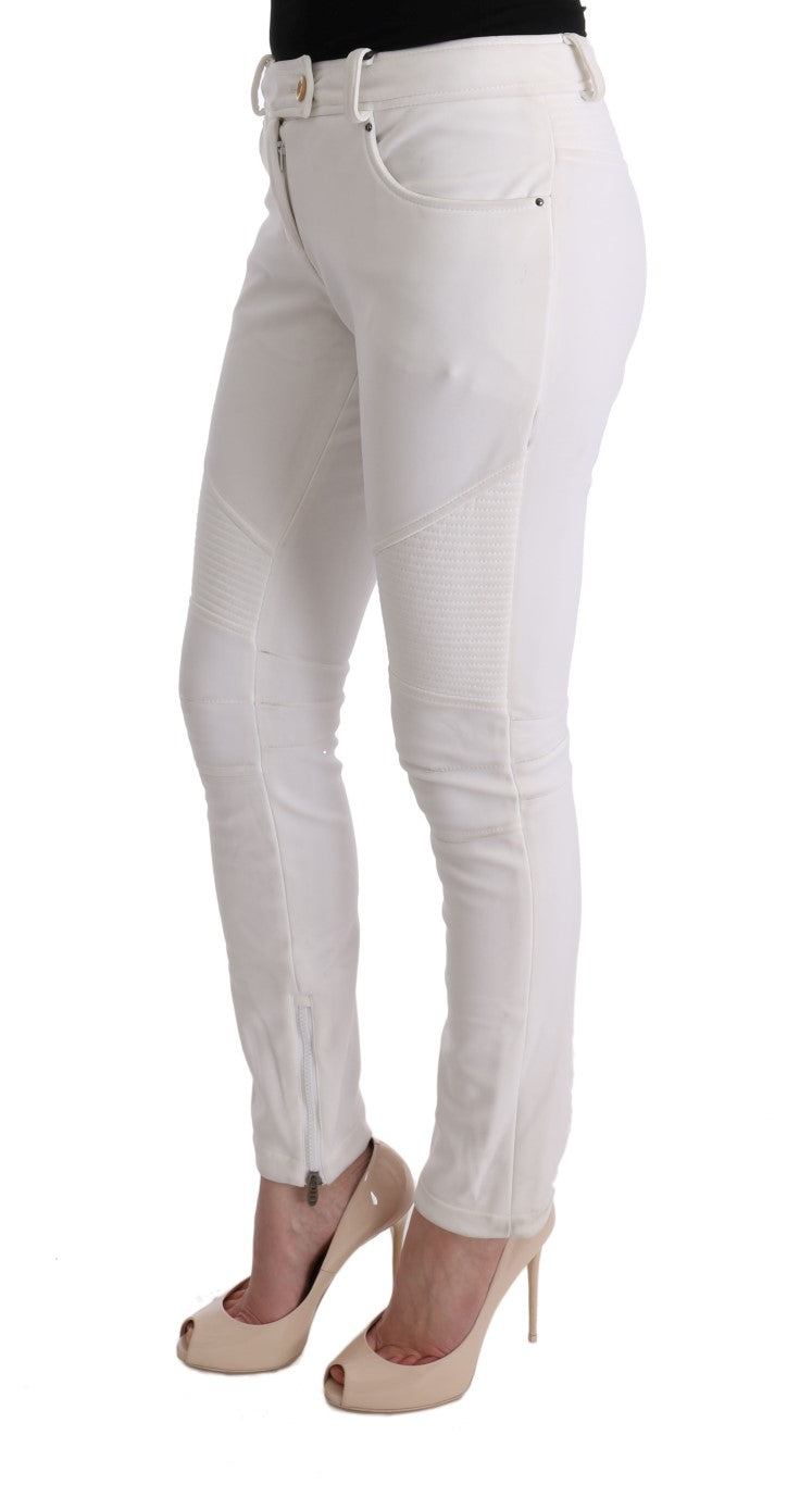 Ermanno Scervino Cotton Slim Fit Trousers — White, view 2