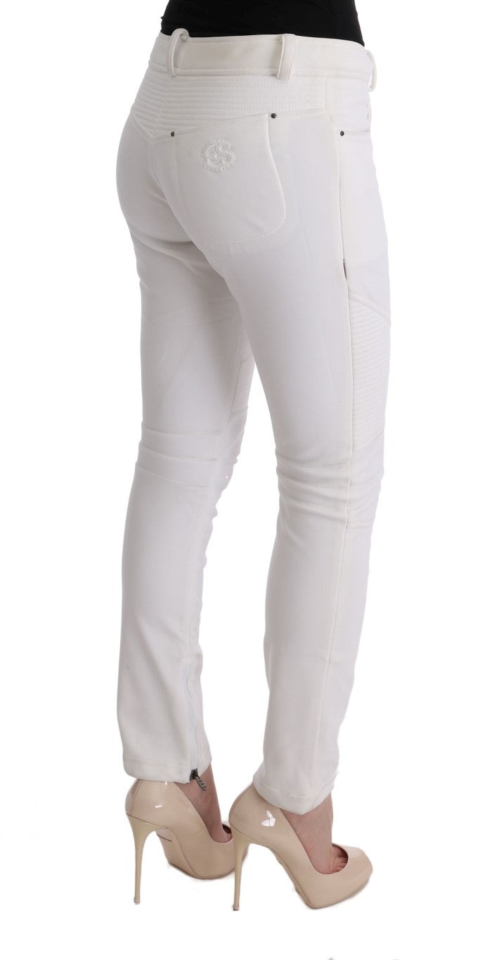 Ermanno Scervino Cotton Slim Fit Trousers — White, view 4