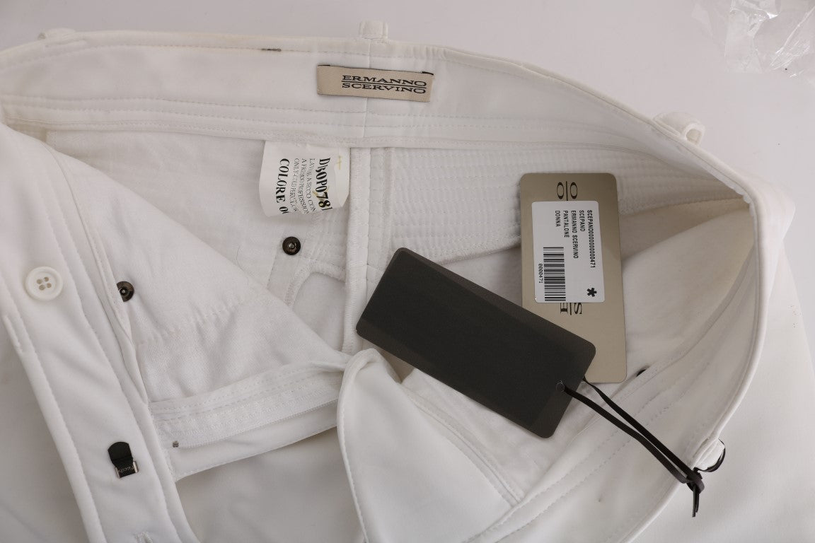 Ermanno Scervino Cotton Slim Fit Trousers — White, view 5