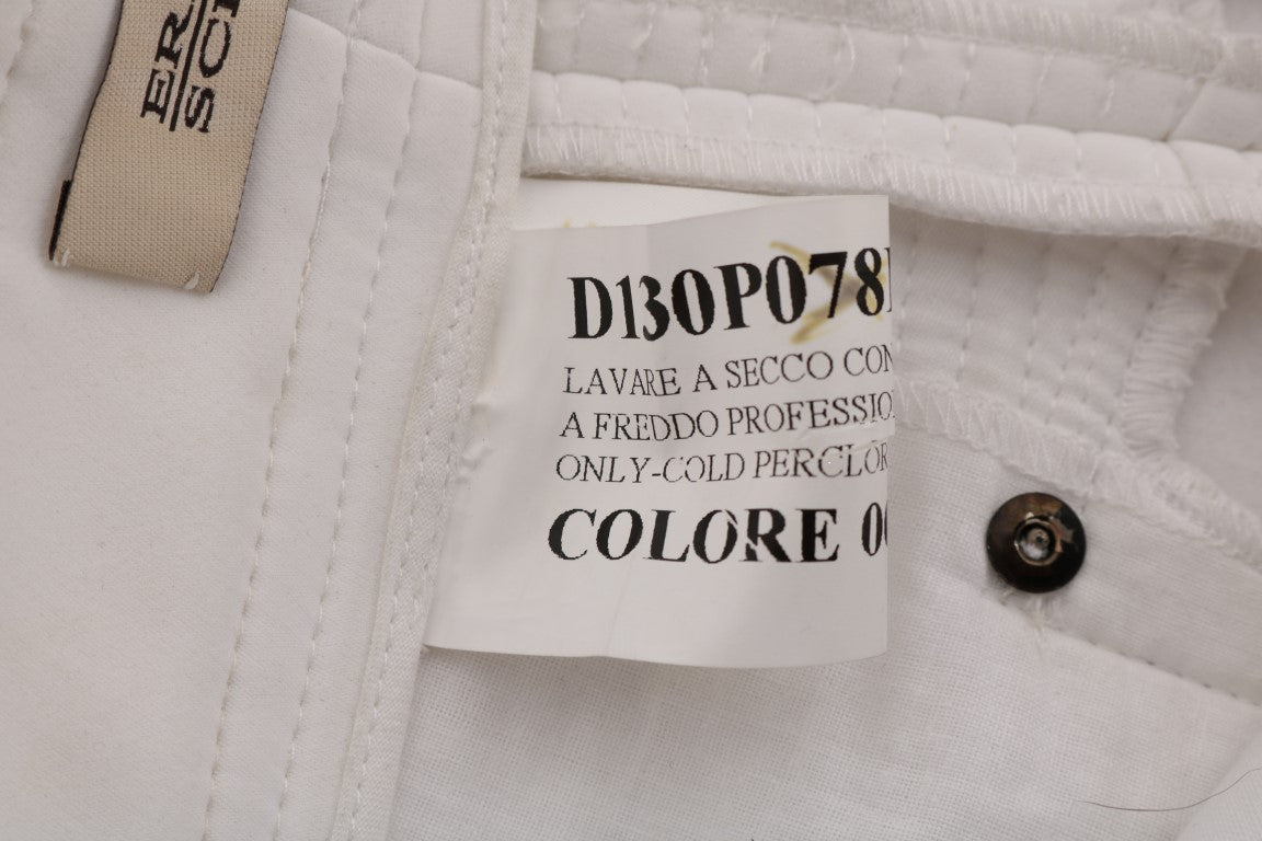 Ermanno Scervino Cotton Slim Fit Trousers — White, view 7