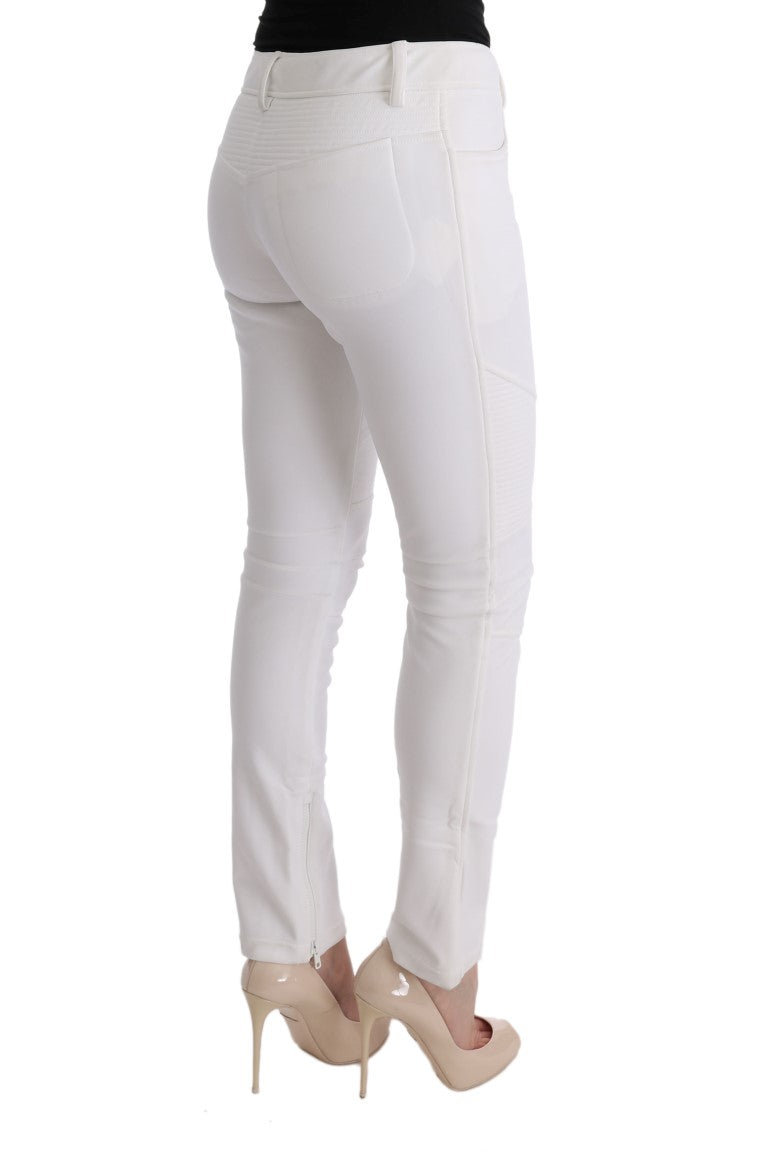 Ermanno Scervino Cotton Slim Fit Trousers — White, view 4