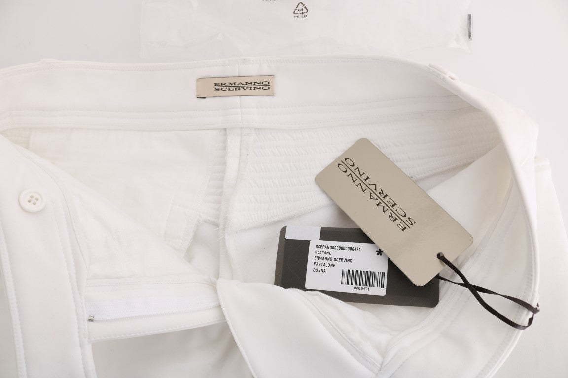 Ermanno Scervino Cotton Slim Fit Trousers — White, view 5