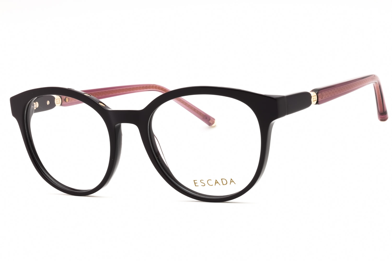Escada VESD86V Round Acetate Eyeglasses — Black by Escada