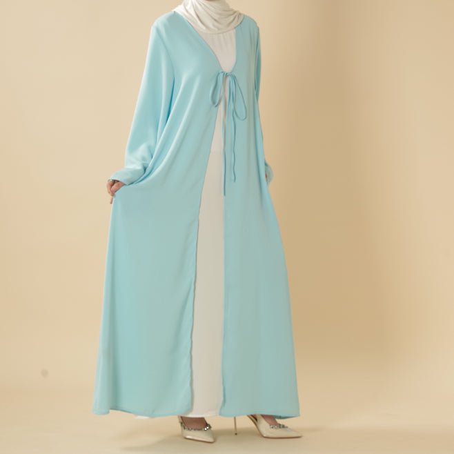 Essential Zoom Open Front Abaya with Tie Closure & Pockets (MOA309), view 3