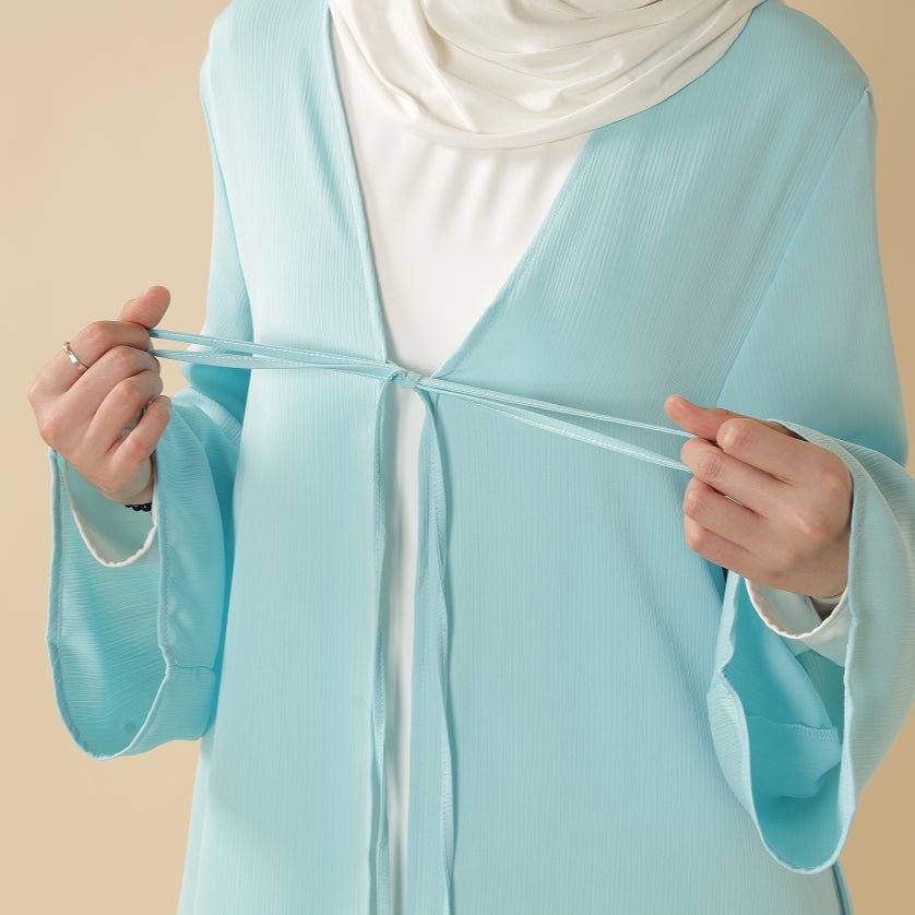 Essential Zoom Open Front Abaya with Tie Closure & Pockets (MOA309), view 4