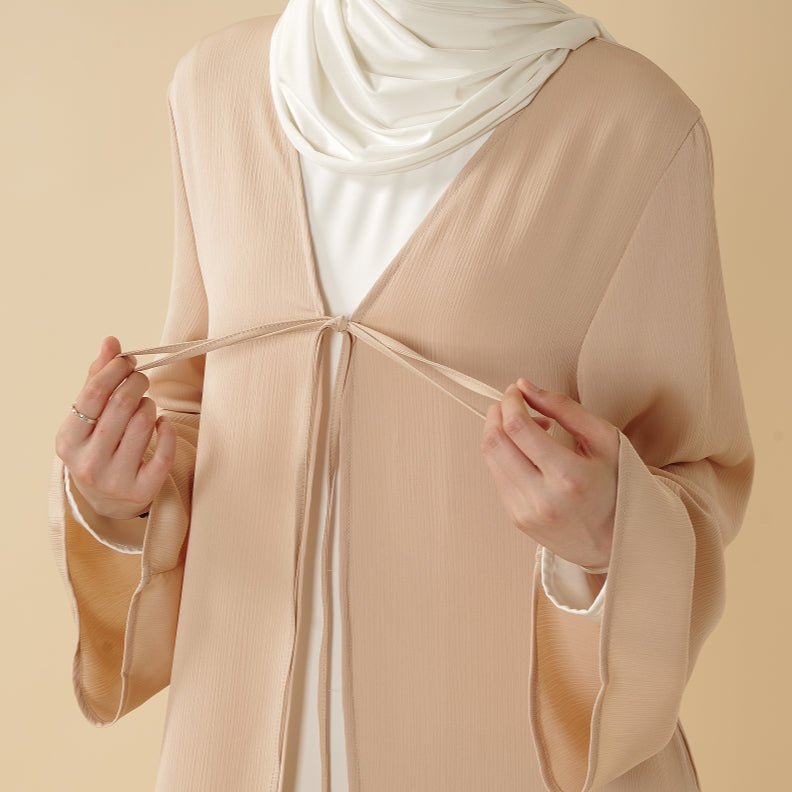 Essential Zoom Open Front Abaya with Tie Closure & Pockets (MOA309), view 7