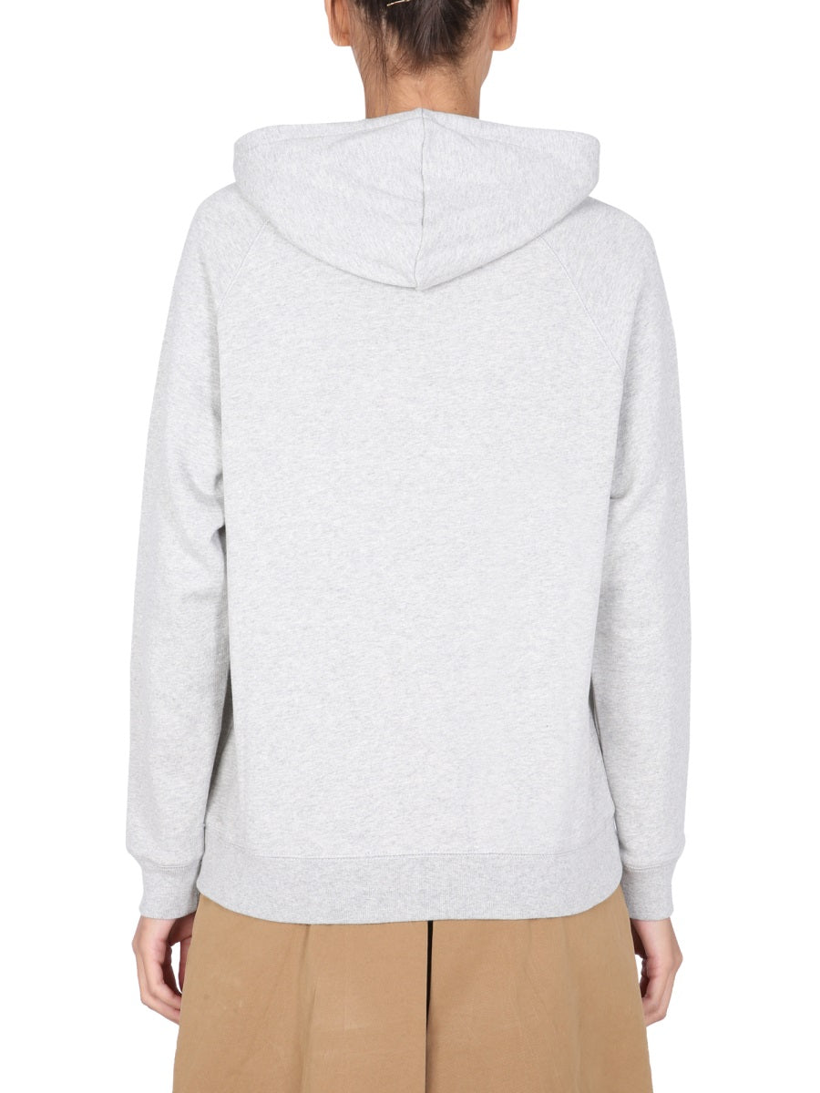 êTre CéCile Cotton Hooded Sweatshirt — Gray, view 2