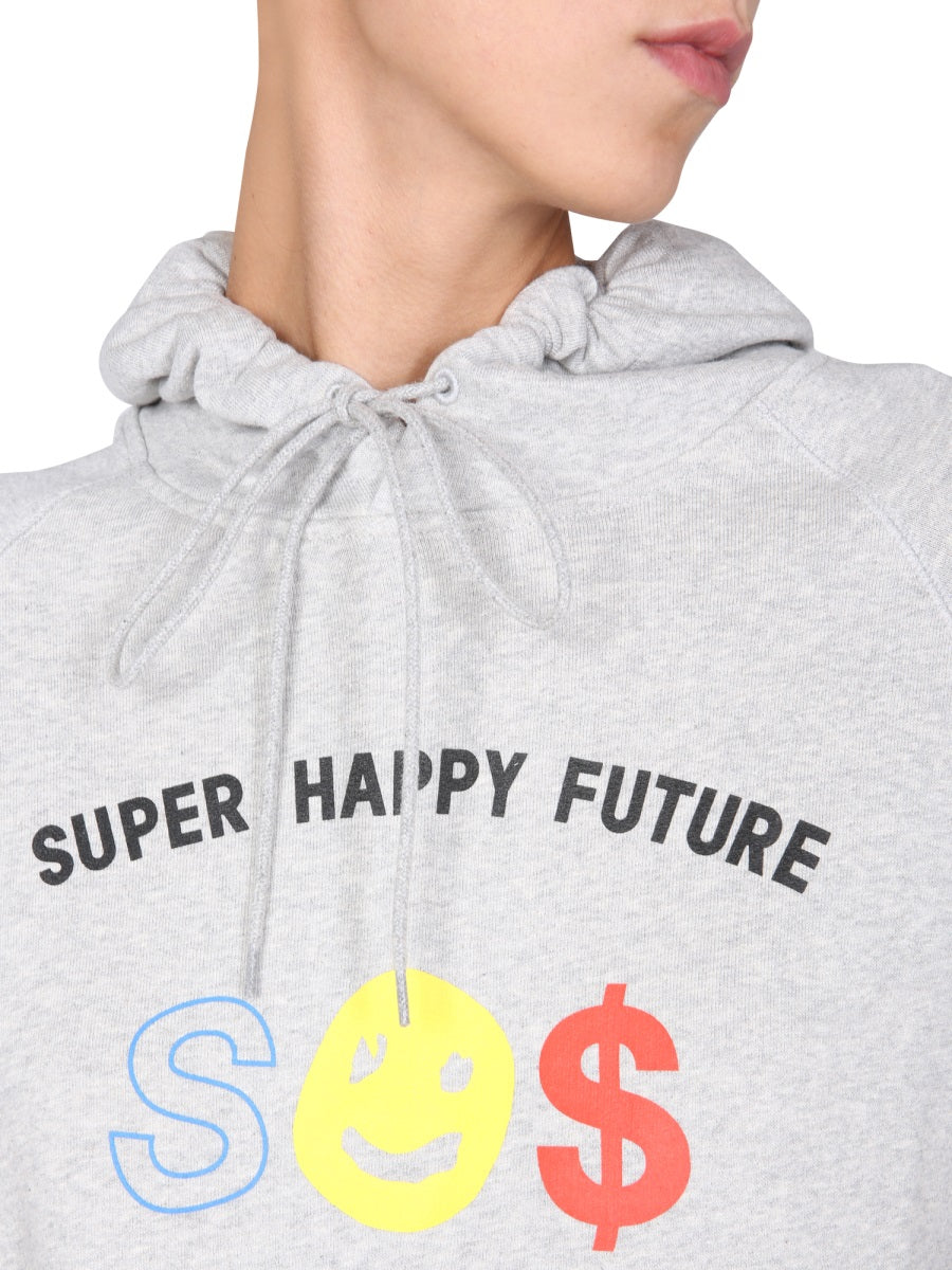 êTre CéCile Cotton Hooded Sweatshirt — Gray, view 4