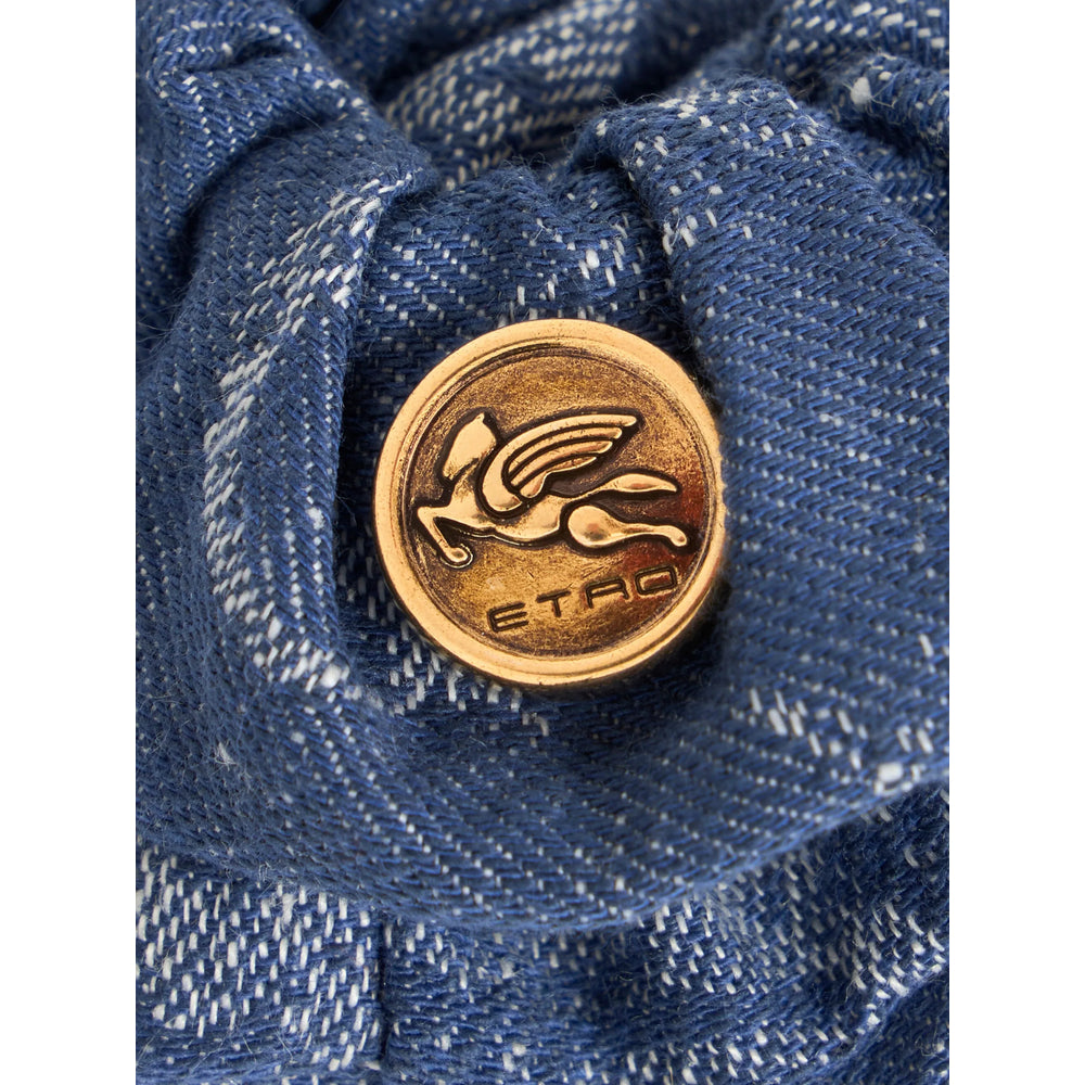 Etro Cotton-Linen Hair Band — Blue, view 2