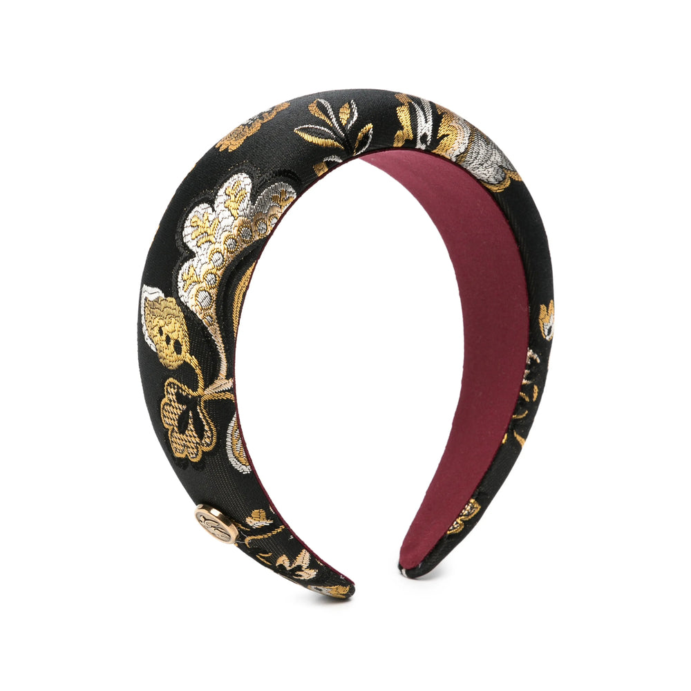 Etro Floral Jacquard Padded Headband — Black by Etro
