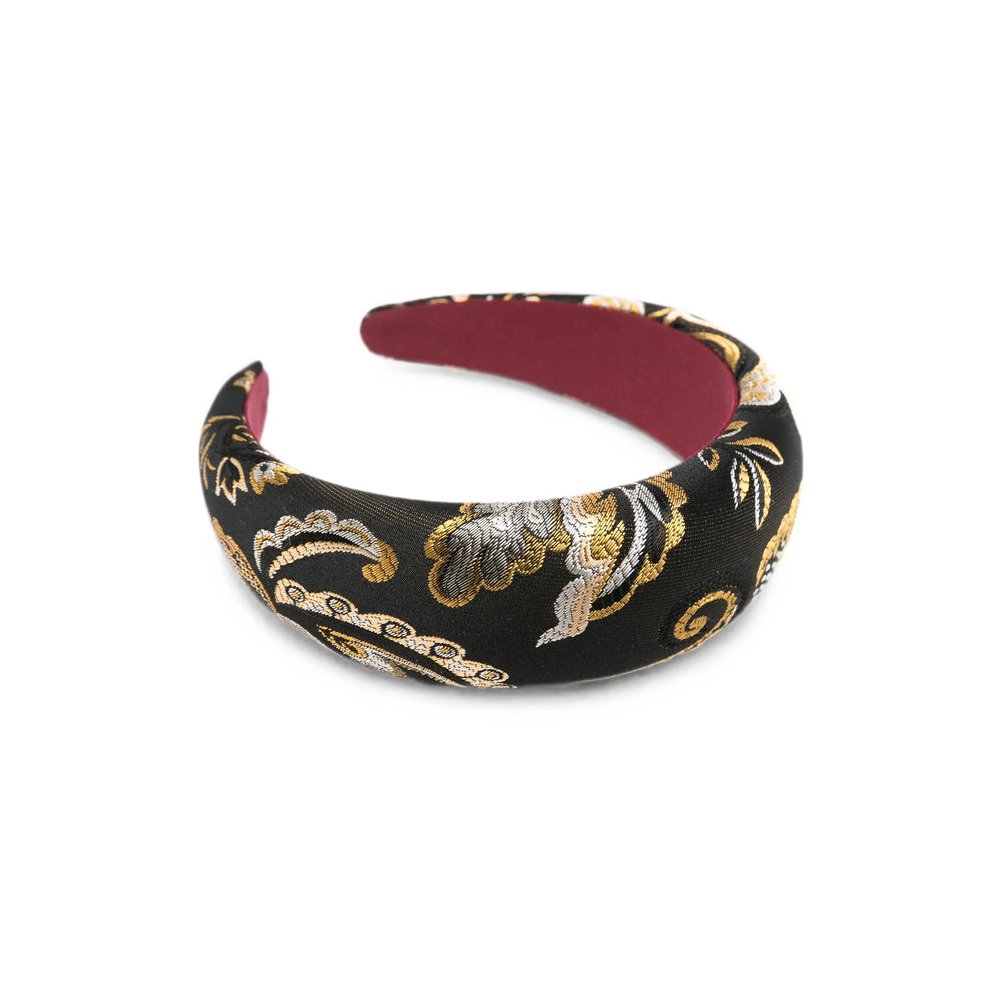 Etro Floral Jacquard Padded Headband — Black, view 2