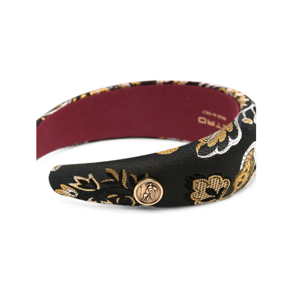 Etro Floral Jacquard Padded Headband — Black, view 3