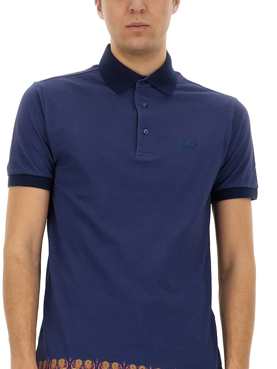 Etro Printed Cotton Polo Shirt — Blue, view 2