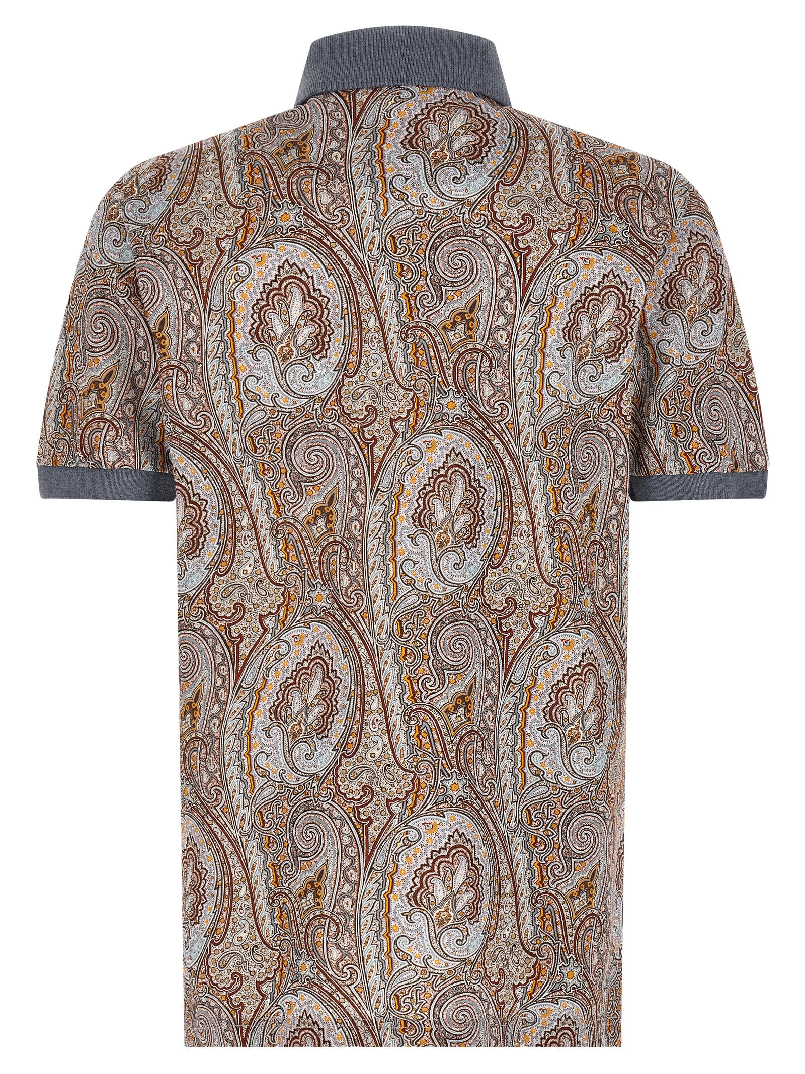 Etro Arnica Paisley Cotton Polo Shirt — Brown, view 2