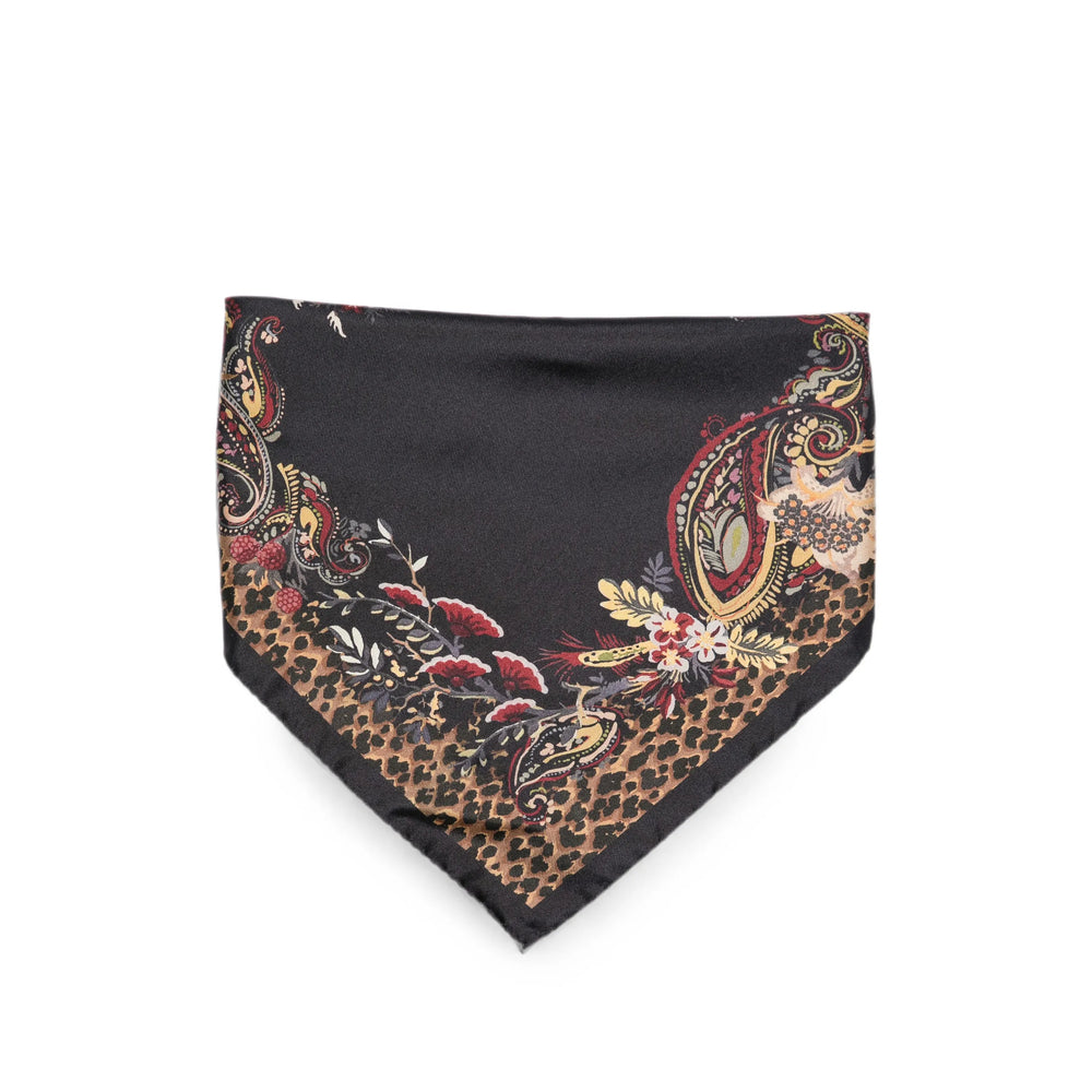 Etro Silk Paisley and Leopard Print Scarf — Black by Etro