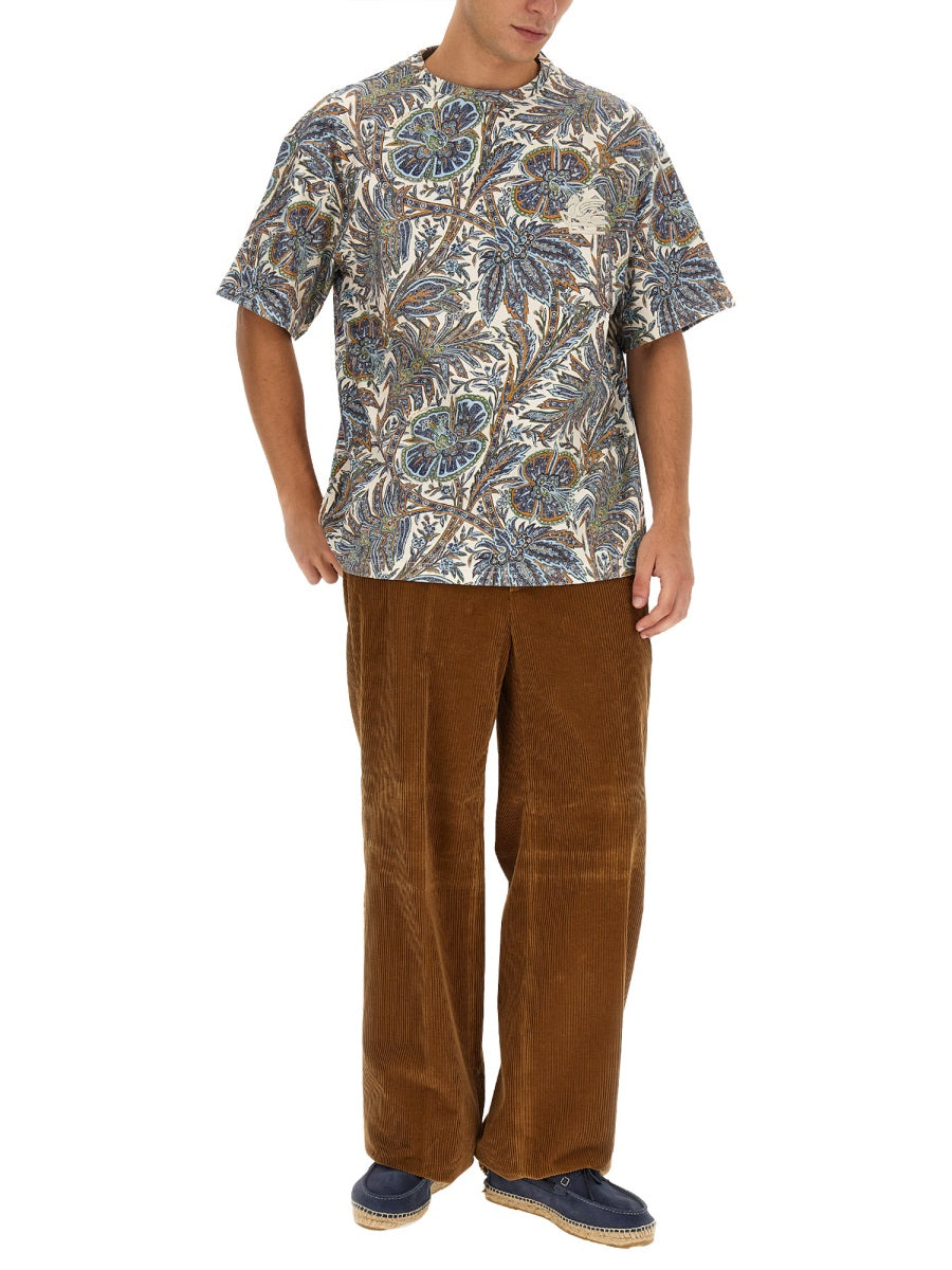 Etro Floral Print Cotton T-Shirt — White, view 4