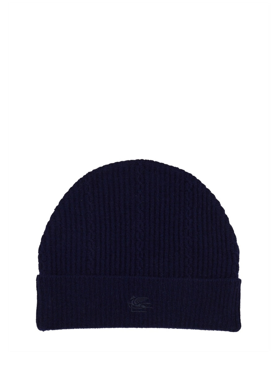 Etro WAQA0016_AV393B0310 Logo-Knit Wool Blend Beanie — Blue by Etro