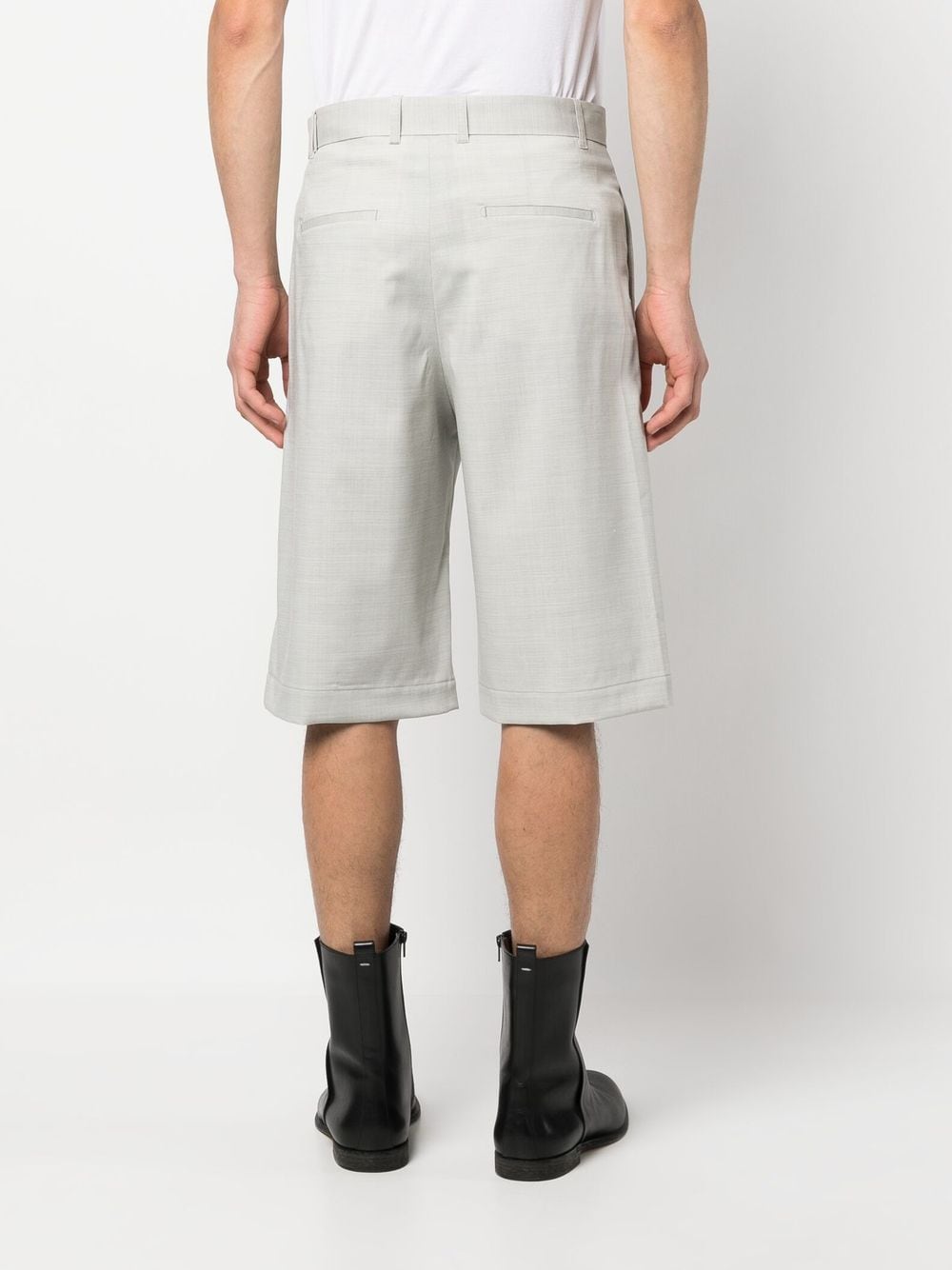 Études Pleated Wool Blend Shorts — Grey, view 3