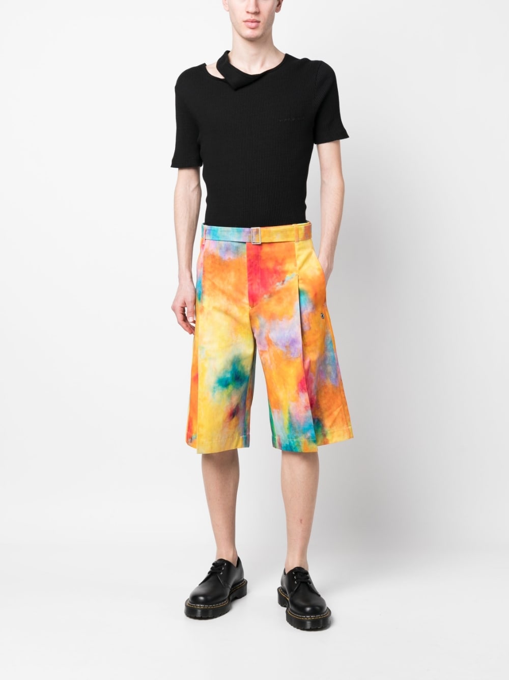 Études Tie-Dye Cotton Shorts — Orange, view 4
