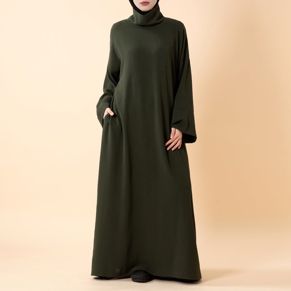 Everyday Crepe Turtleneck Abaya – Relaxed Fit for All Seasons (MA384) by Mariam's Collection