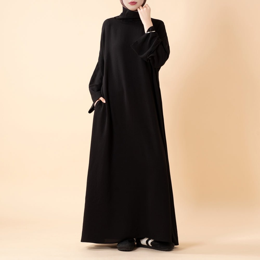 Everyday Crepe Turtleneck Abaya – Relaxed Fit for All Seasons (MA384), view 4