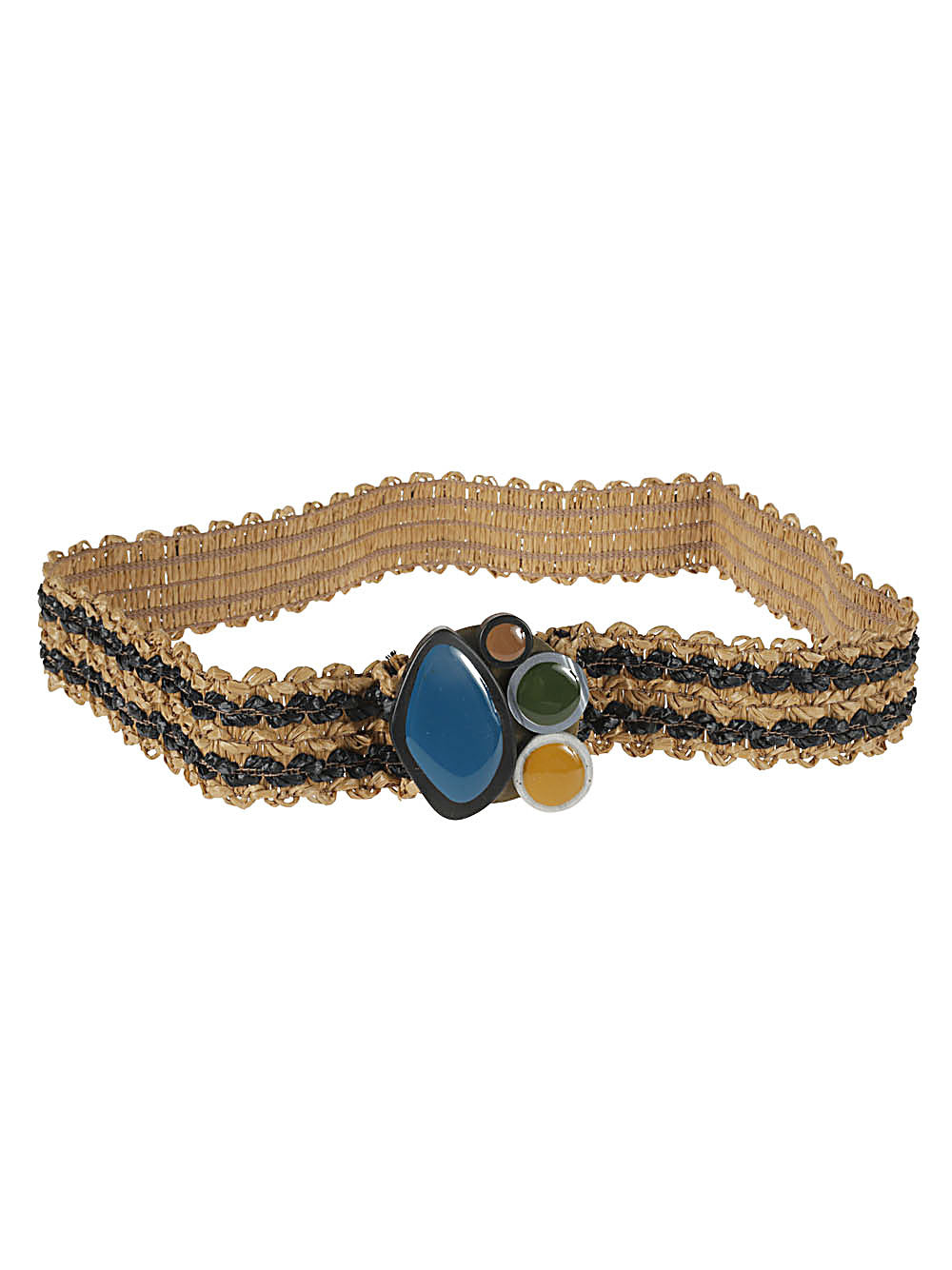 Exquisite J Striped Raffia Belt — Tan by Exquisite J