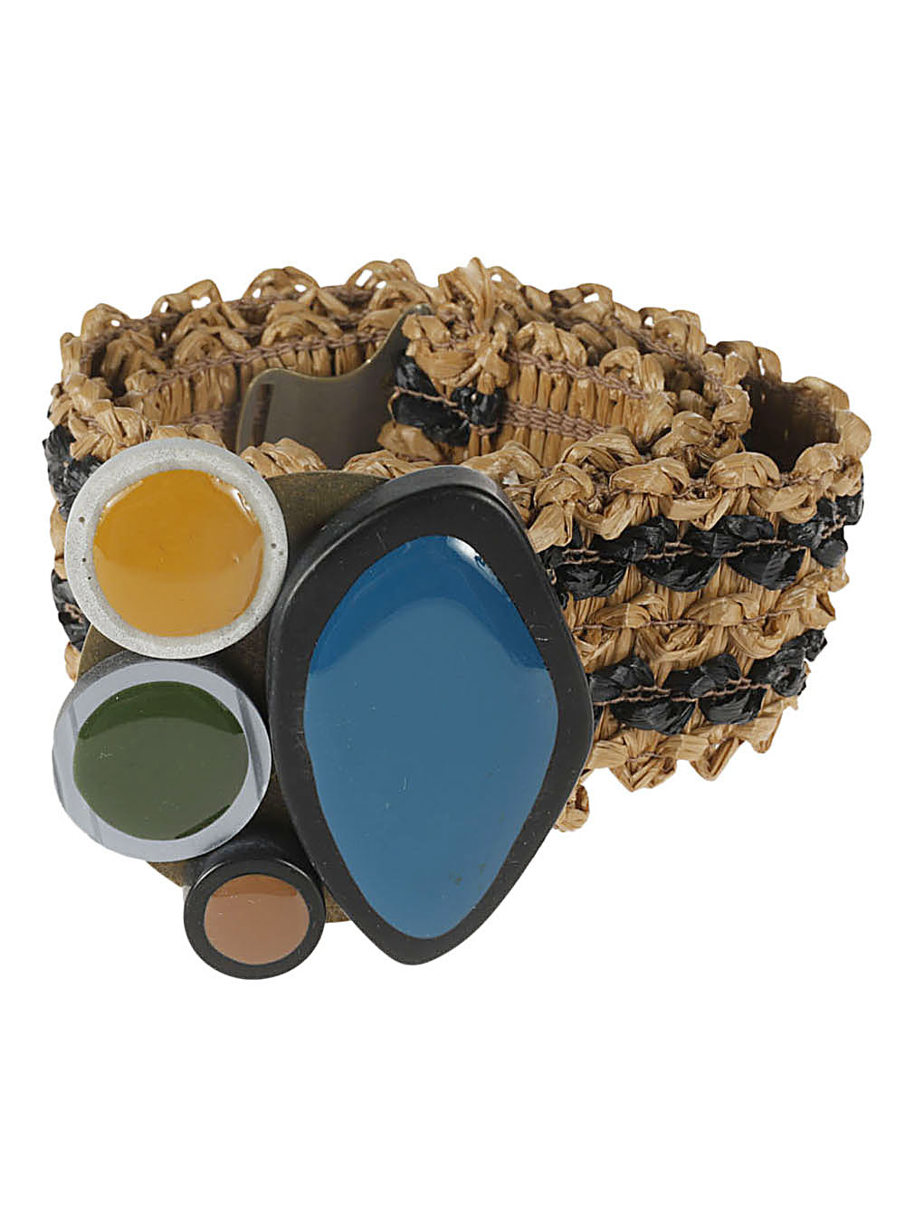Exquisite J Striped Raffia Belt — Tan, view 2